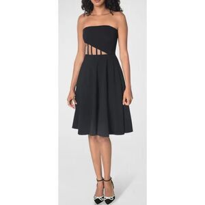 Dress The Population Black Label Anneli Illusion-Waist Strapless Midi Dress NWT